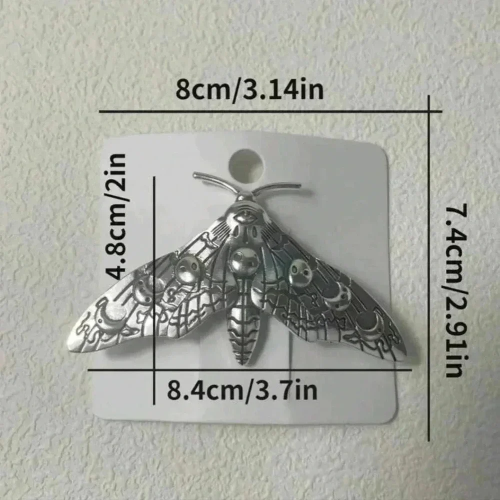 Silver moth clip plated large hair accessories women's prop Halloween party jewe - Picture 5 of 5